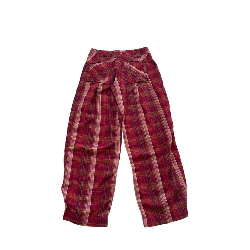 Free People Birch Plaid Wide Leg Pants Size 0 - Picture 4 of 6